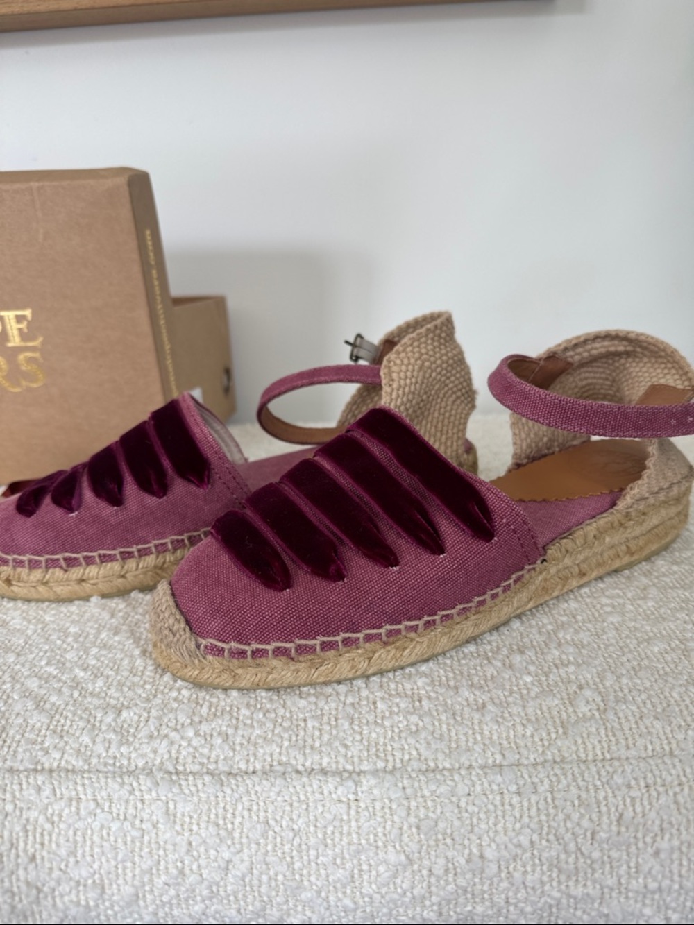 Penelope Chilvers Magenta Velvet-Trim Espadrille Sandal - Picture 2 of 7